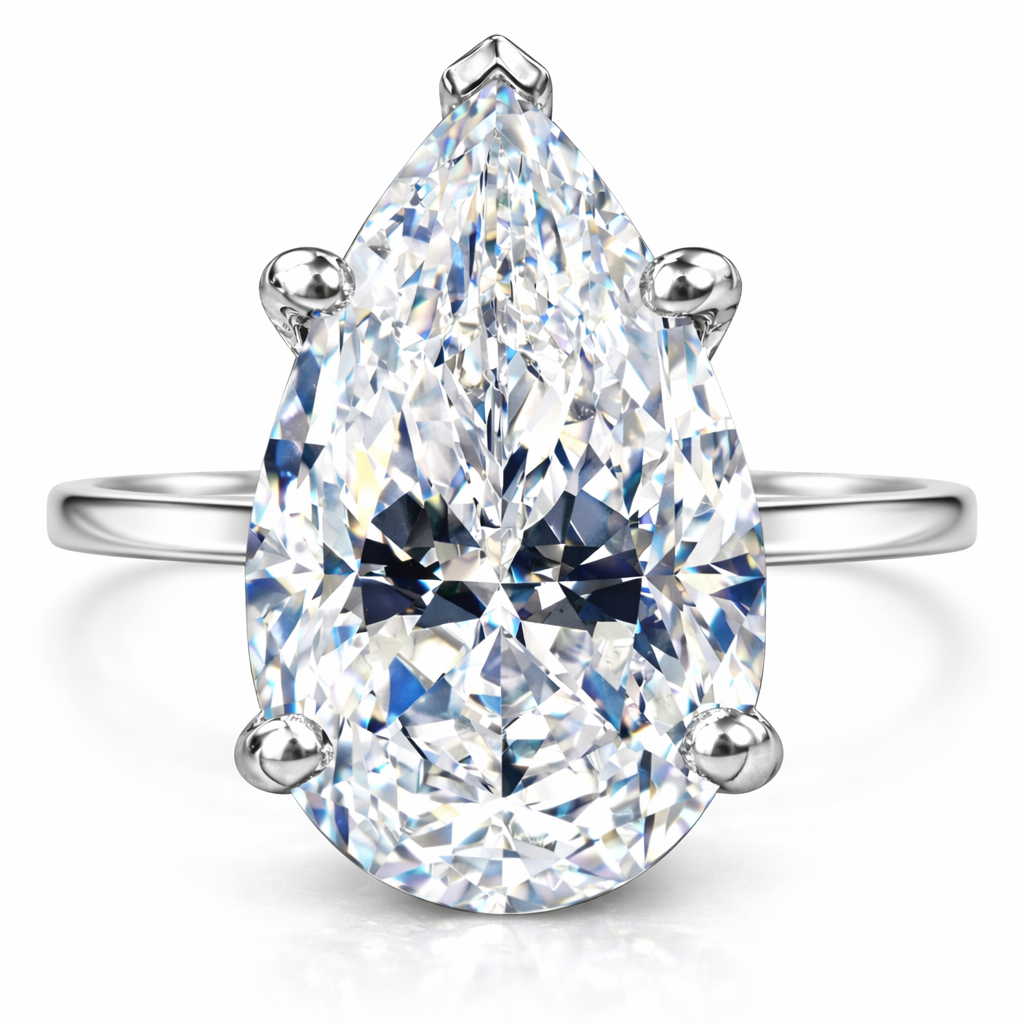 3 4 5 to 6 Carat VS Clarity Lab Grown Diamond Engagement Ring Big Solitaire Pear Shape in Solid 14k White Gold for Women