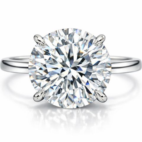 3 4 5 to 6 Carat VS Clarity Lab Grown Diamond Engagement Ring Big Solitaire Round in Solid 14k White Gold for Women