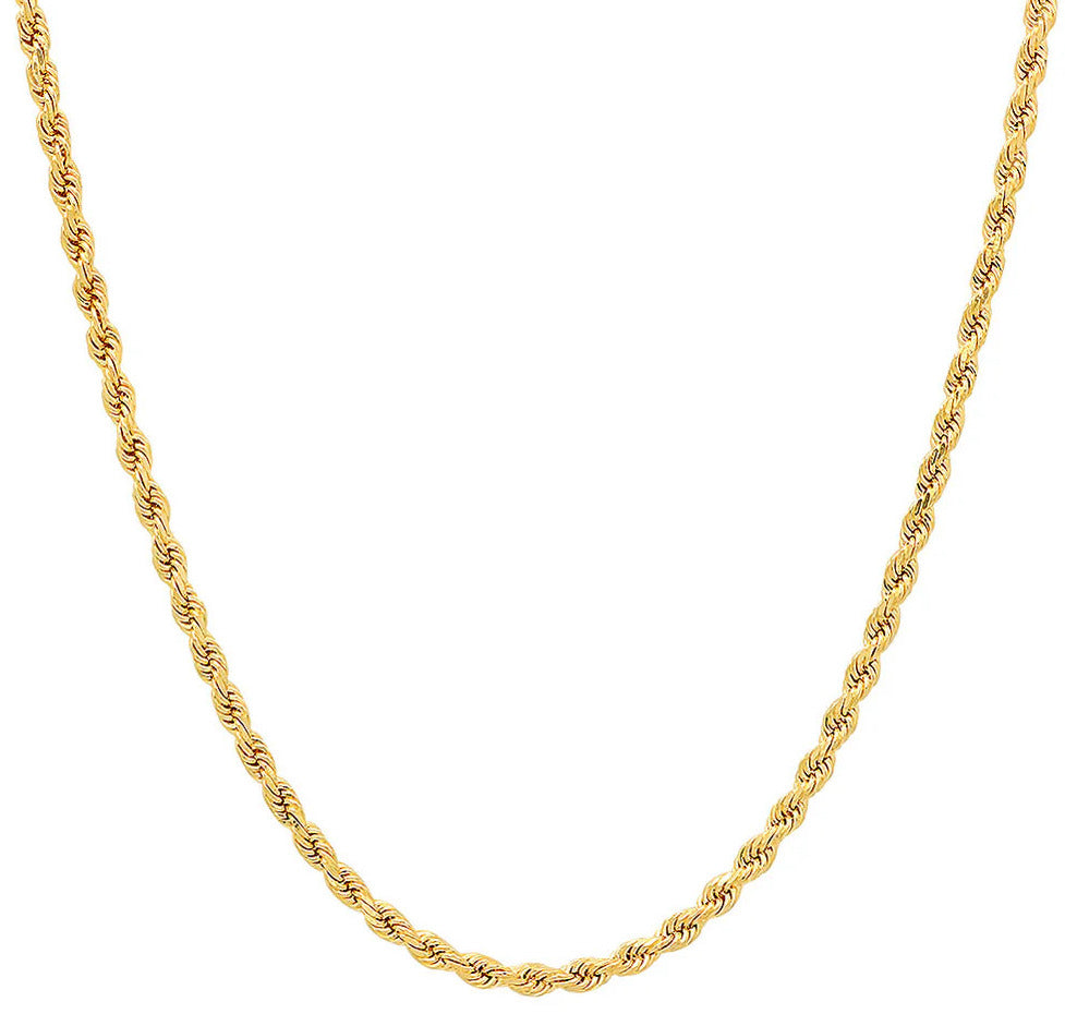 Real Genuine 1/20 14K Yellow Gold GF Rope Chain Necklace 20 Inch 2 mm for Men and Women