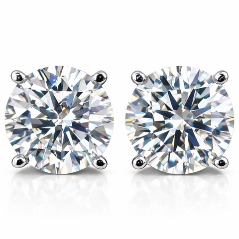 1 to 2 Carat VS Clarity Lab Grown Diamond Stud Earrings Round Solitaire in Solid 14K White Gold for Women and Men