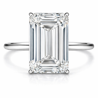 3 4 5 to 6 Carat VS Clarity Lab Grown Diamond Engagement Ring Big Solitaire Emerald Cut in Solid 14k White Gold for Women
