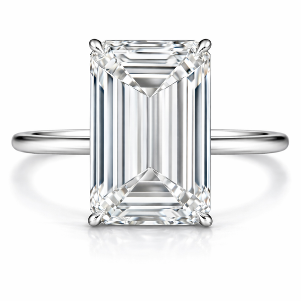 3 4 5 to 6 Carat VS Clarity Lab Grown Diamond Engagement Ring Big Solitaire Emerald Cut in Solid 14k White Gold for Women