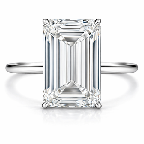 3 4 5 to 6 Carat VS Clarity Lab Grown Diamond Engagement Ring Big Solitaire Emerald Cut in Solid 14k White Gold for Women