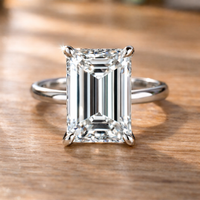 3 4 5 to 6 Carat VS Clarity Lab Grown Diamond Engagement Ring Big Solitaire Emerald Cut in Solid 14k White Gold for Women