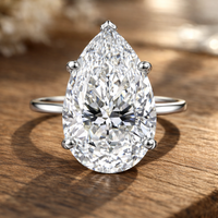 3 4 5 to 6 Carat VS Clarity Lab Grown Diamond Engagement Ring Big Solitaire Pear Shape in Solid 14k White Gold for Women