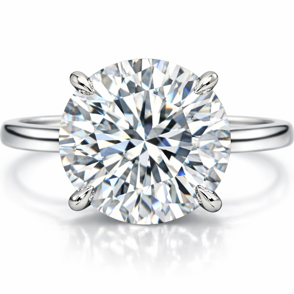 3 4 5 to 6 Carat VS Clarity Lab Grown Diamond Engagement Ring Big Solitaire Round in Solid 14k White Gold for Women