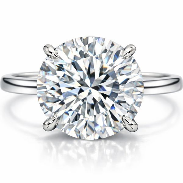 3 4 5 to 6 Carat VS Clarity Lab Grown Diamond Engagement Ring Big Solitaire Round in Solid 14k White Gold for Women