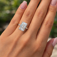 3 4 5 to 6 Carat VS Clarity Lab Grown Diamond Engagement Ring Big Solitaire Emerald Cut in Solid 14k White Gold for Women