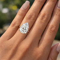 3 4 5 to 6 Carat VS Clarity Lab Grown Diamond Engagement Ring Big Solitaire Pear Shape in Solid 14k White Gold for Women