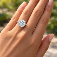 3 4 5 to 6 Carat VS Clarity Lab Grown Diamond Engagement Ring Big Solitaire Round in Solid 14k White Gold for Women