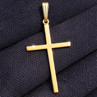 Real Genuine 1/20 14K Yellow Gold GF Cross 1 1/2 Inch Religious Crucifix Necklace Pendant Charm for Men and Women Golds