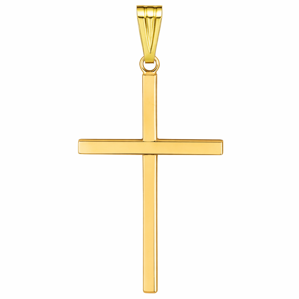 Real Genuine 1/20 14K Yellow Gold GF Cross 1 1/2 Inch Religious Crucifix Necklace Pendant Charm for Men and Women Golds