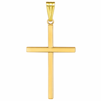 Real Genuine 1/20 14K Yellow Gold GF Cross 1 1/2 Inch Religious Crucifix Necklace Pendant Charm for Men and Women Golds