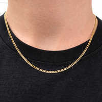 Real Genuine 1/20 14K Yellow Gold GF Cuban Link Chain Necklace 2 mm 20 Inch for Men and Women