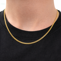 Real Genuine 1/20 14K Yellow Gold GF Cuban Link Chain Necklace 2 mm 20 Inch for Men and Women