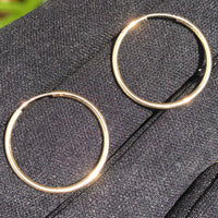 Real Genuine 1/20 14K Yellow Gold GF Hoop Earrings 1 Inch 20 mm Earrings for Men and Women