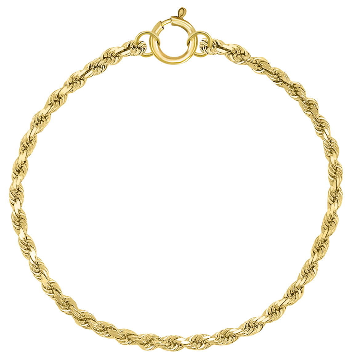 Real Genuine 1/20 14K Yellow Gold GF Rope Bracelet 3 mm 7 Inch for Men and Women