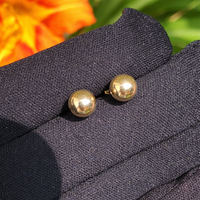 Real Genuine 1/20 14K Yellow Gold GF Round Ball Stud 6 mm Earrings 2 for Men and Women