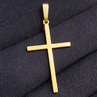 Real Genuine 1/20 14K Yellow Gold GF Cross 1 1/2 Inch Religious Crucifix Necklace Pendant Charm for Men and Women Golds