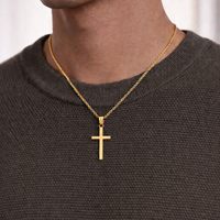 Real Genuine 1/20 14K Yellow Gold GF Cross 1 1/2 Inch Religious Crucifix Necklace Pendant Charm for Men and Women Golds