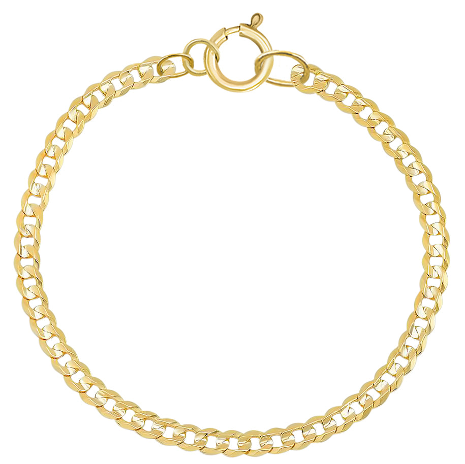 Real Genuine 1/20 14K Yellow Gold GF Cuban Link Bracelet 3 mm 7 Inch for Men and Women