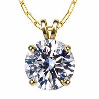 1 Carat VS Clarity Round Solitaire Lab Grown Diamond Pendant Necklace in Solid 14k Yellow Gold for Women
