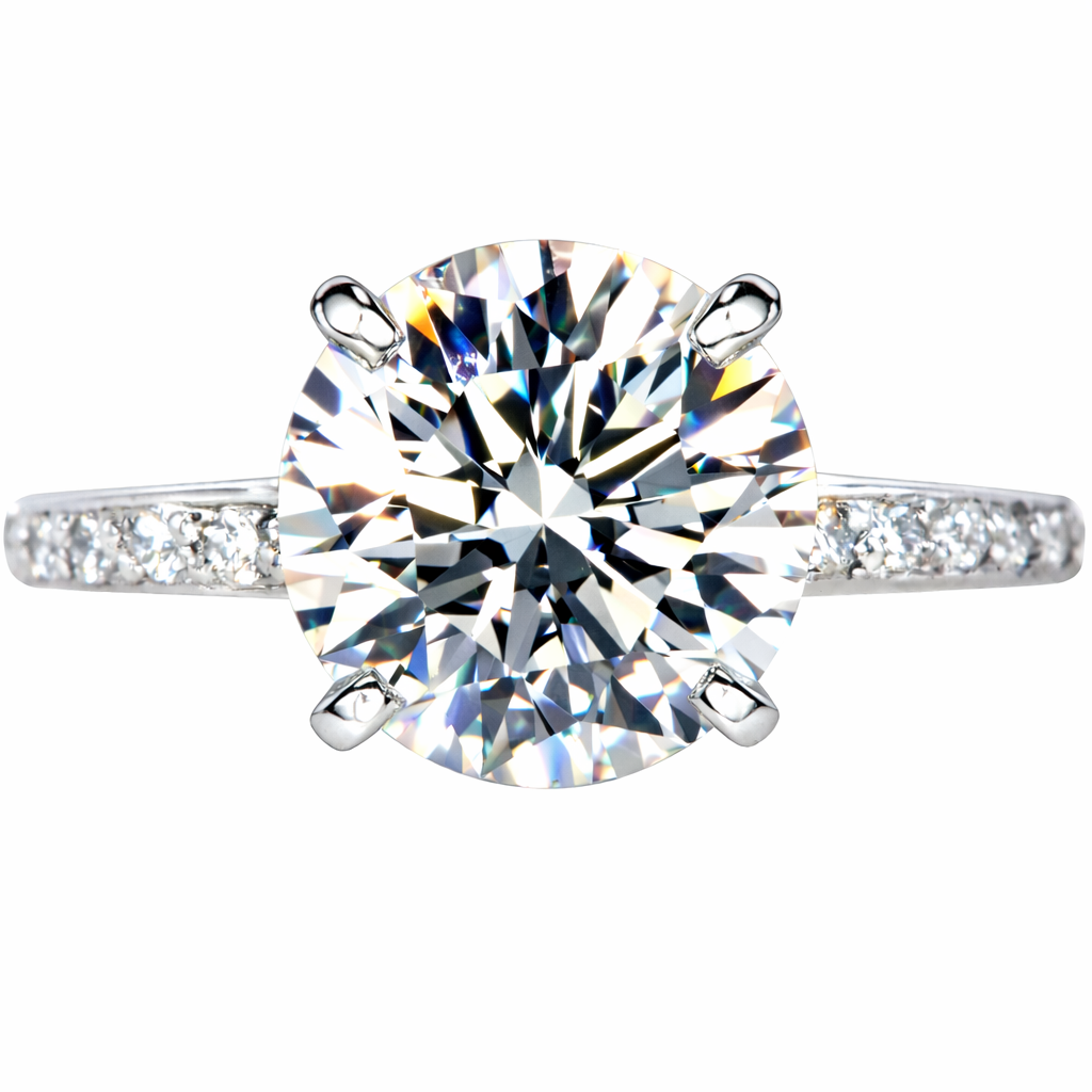 1 to 2 Carat VS Clarity Lab Grown Diamond Engagement Ring Solitaire Round in Solid 14k White Gold for Women