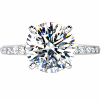 1 to 2 Carat VS Clarity Lab Grown Diamond Engagement Ring Solitaire Round in Solid 14k White Gold for Women