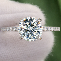 1 to 2 Carat VS Clarity Lab Grown Diamond Engagement Ring Solitaire Round in Solid 14k White Gold for Women