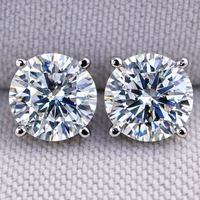 1 to 2 Carat VS Clarity Lab Grown Diamond Stud Earrings Round Solitaire in Solid 14K White Gold for Women and Men