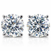 1 to 2 Carat VS Clarity Lab Grown Diamond Stud Earrings Round Solitaire in Solid 14K White Gold for Women and Men