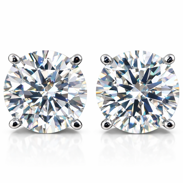 1 to 2 Carat VS Clarity Lab Grown Diamond Stud Earrings Round Solitaire in Solid 14K White Gold for Women and Men