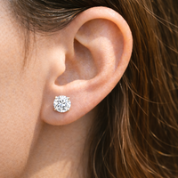 1 to 2 Carat VS Clarity Lab Grown Diamond Stud Earrings Round Solitaire in Solid 14K White Gold for Women and Men