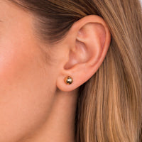 Real Genuine 1/20 14K Yellow Gold GF Round Ball Stud 6 mm Earrings 2 for Men and Women