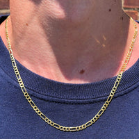 Real Genuine 1/20 14K Yellow Gold GF Figaro Link Chain Necklace 3 mm 20 Inch for Men and Women