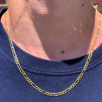 Real Genuine 1/20 14K Yellow Gold GF Figaro Link Chain Necklace 3 mm 20 Inch for Men and Women