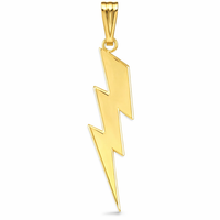Real Genuine 1/20 14K Yellow Gold GF Thunderbolt 1 1/2 Inch Lightning Thunder Bolt Necklace Pendant Charm for Men and Women