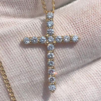 1 Carat VS Clarity Lab Grown Diamond Cross Crucifix Pendant Charm with Necklace Chain in Solid 14k Yellow Gold for Men and Women