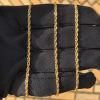 Real Genuine 1/20 14K Yellow Gold GF Rope Bracelet 3 mm 7 Inch for Men and Women