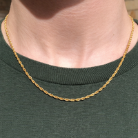 Real Genuine 1/20 14K Yellow Gold GF Rope Chain Necklace 20 Inch 2 mm for Men and Women