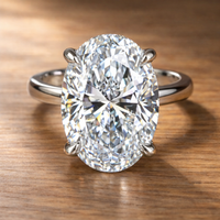 3 4 5 to 6 Carat VS Clarity Lab Grown Diamond Engagement Ring Big Solitaire Oval Cut in Solid 14k White Gold for Women