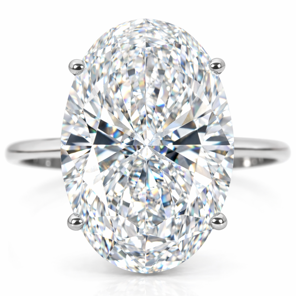 3 4 5 to 6 Carat VS Clarity Lab Grown Diamond Engagement Ring Big Solitaire Oval Cut in Solid 14k White Gold for Women