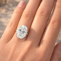 3 4 5 to 6 Carat VS Clarity Lab Grown Diamond Engagement Ring Big Solitaire Oval Cut in Solid 14k White Gold for Women