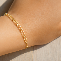 Real Genuine 1/20 14K Yellow Gold GF Paperclip Bracelet 4 mm 7 Inch Paper Clip for Women and Men