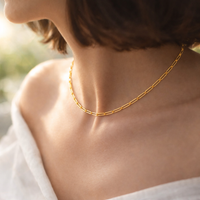 Real Genuine 1/20 14K Yellow Gold GF Paperclip Chain Necklace 3 mm 18 Inch Paper Clip for Women and Men