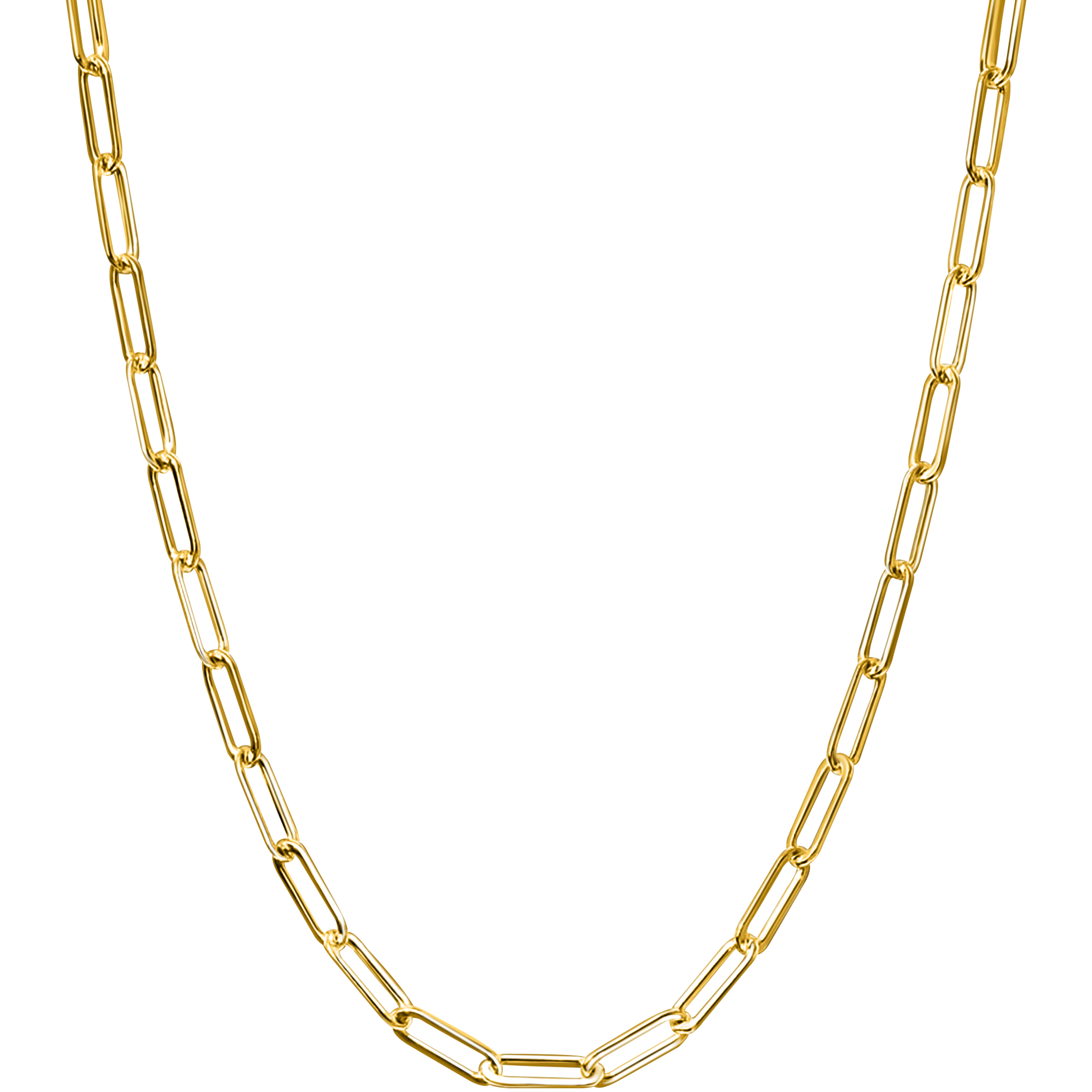Real Genuine 1/20 14K Yellow Gold GF Paperclip Chain Necklace 3 mm 18 Inch Paper Clip for Women and Men