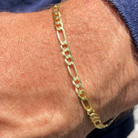 Real Genuine 1/20 14K Yellow Gold GF Figaro Link Bracelet 3 mm 7 Inch for Men and Women