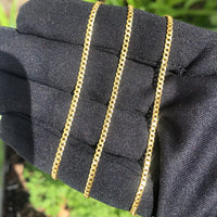 Real Genuine 1/20 14K Yellow Gold GF Cuban Link Chain Necklace 2 mm 20 Inch for Men and Women