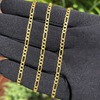 Real Genuine 1/20 14K Yellow Gold GF Figaro Link Bracelet 3 mm 7 Inch for Men and Women