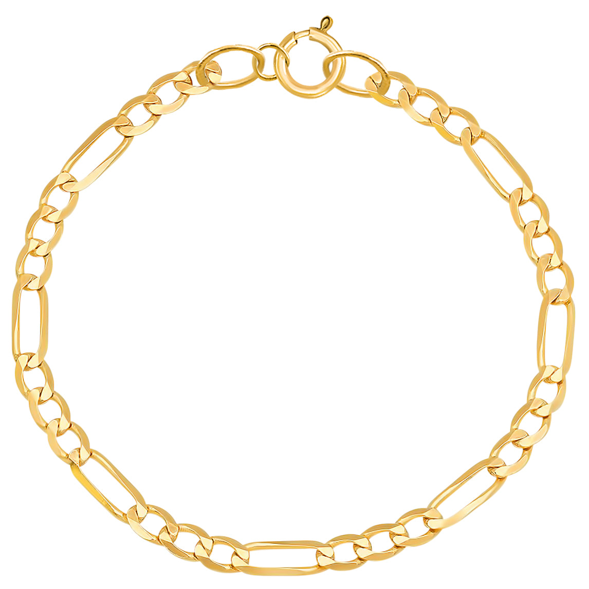 Real Genuine 1/20 14K Yellow Gold GF Figaro Link Bracelet 3 mm 7 Inch for Men and Women